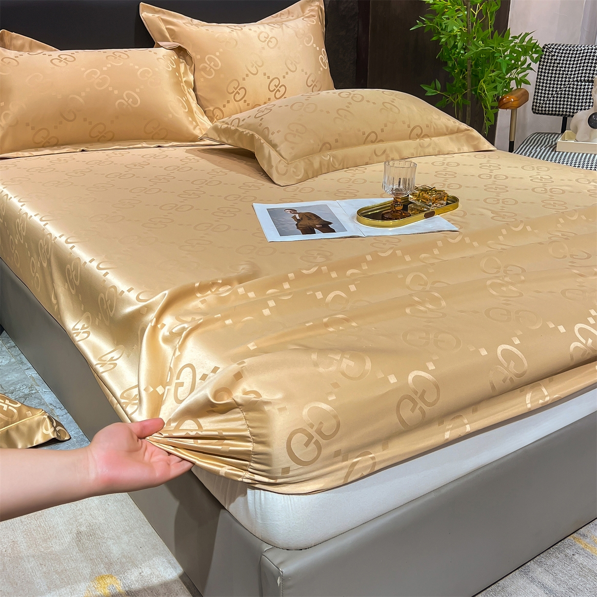 91家纺网 家纺一手货源 找家纺 （总）经年 2026新款水洗真丝提花床笠单床笠床笠单件