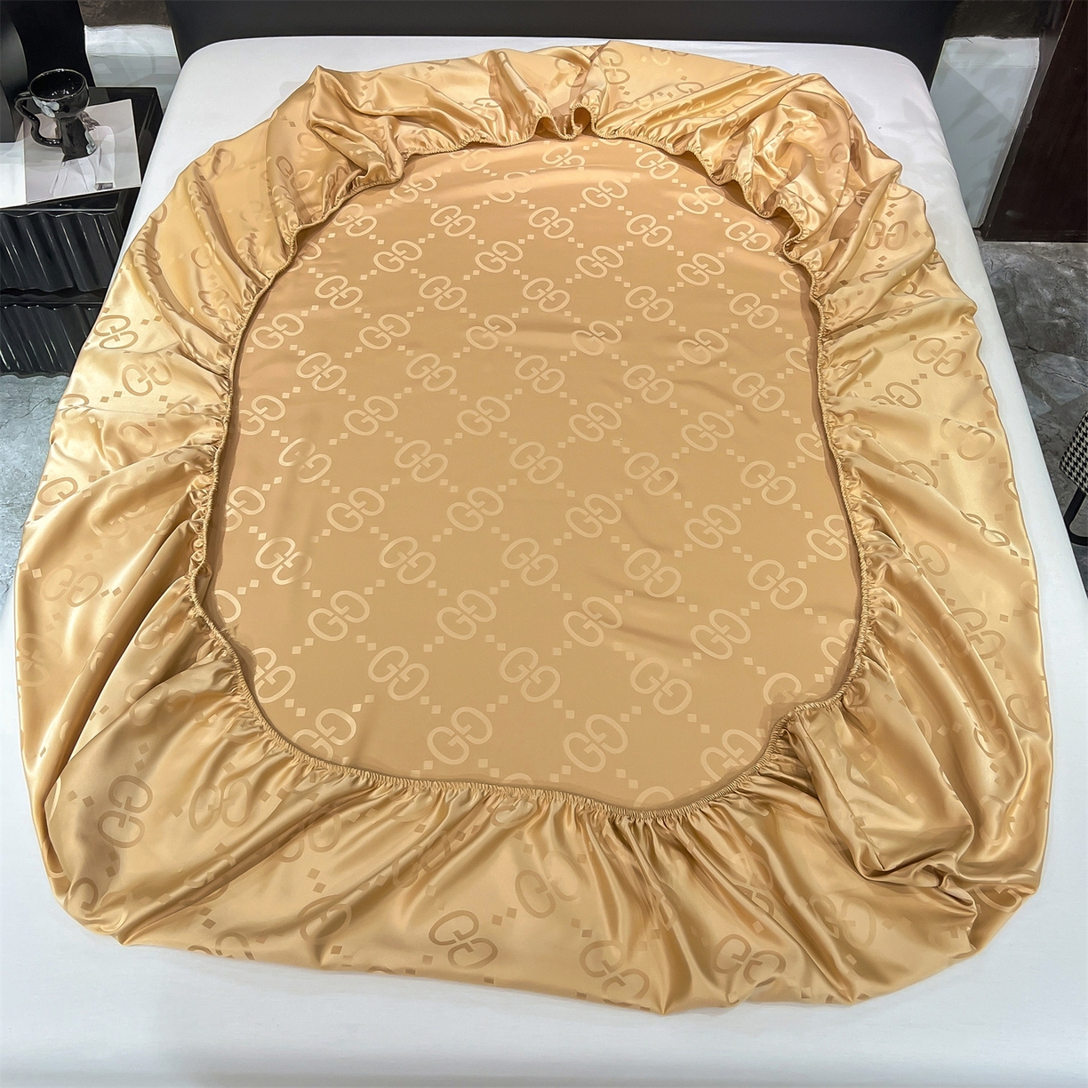 91家纺网 家纺一手货源 找家纺 经年 2026新款水洗真丝提花床笠单床笠床笠单件 洛克-香槟