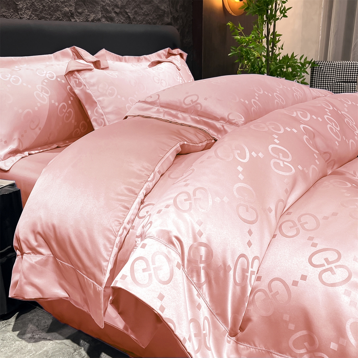 91家纺网 家纺一手货源 找家纺 经年 2026新款水洗真丝提花单被套被套单件 洛克-粉玉