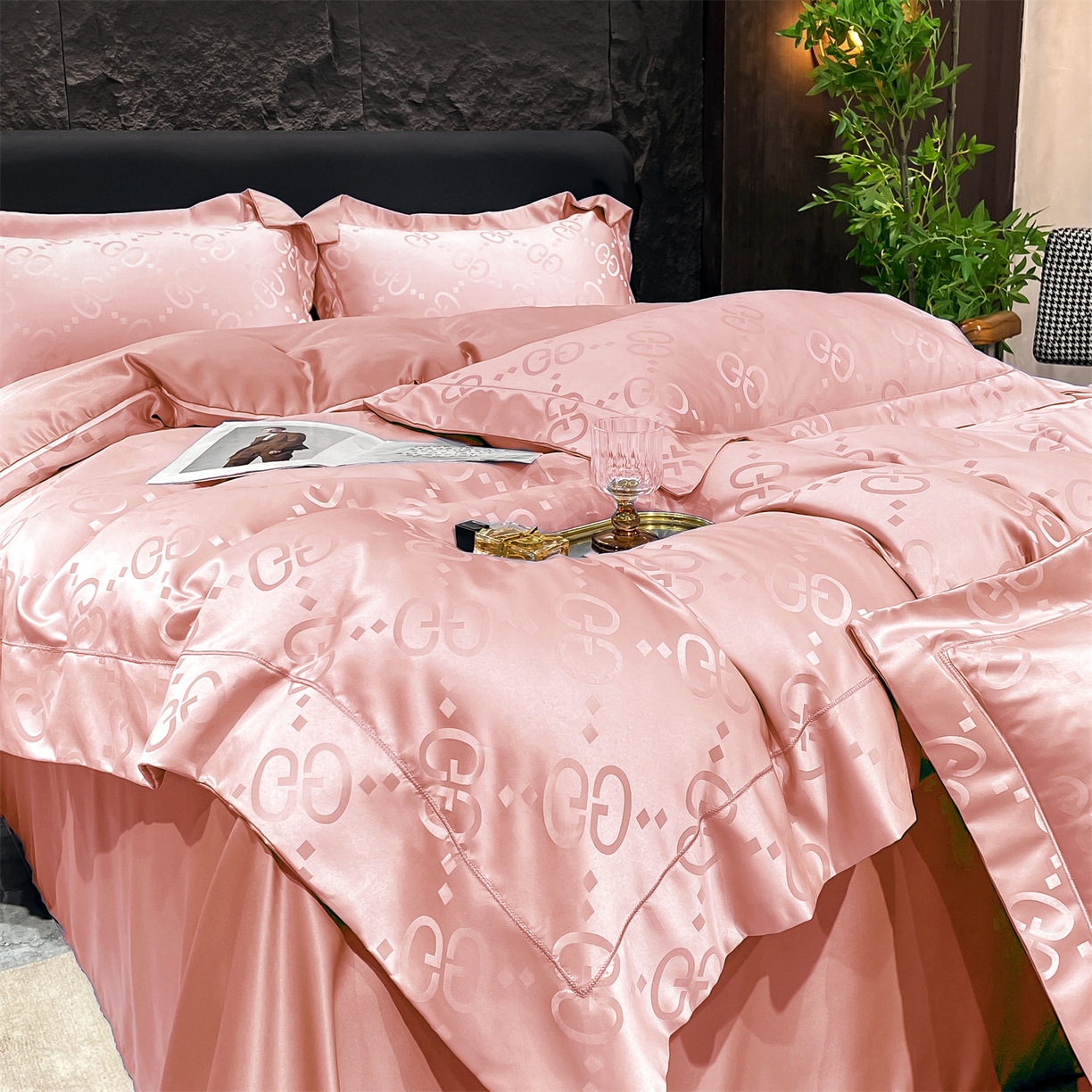 91家纺网 家纺一手货源 找家纺 经年 2026新款水洗真丝提花单被套被套单件 洛克-粉玉