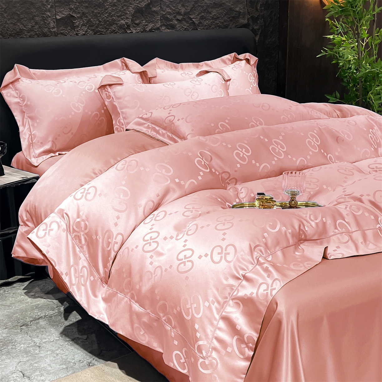 91家纺网 家纺一手货源 找家纺 经年 2026新款水洗真丝提花单被套被套单件 洛克-粉玉