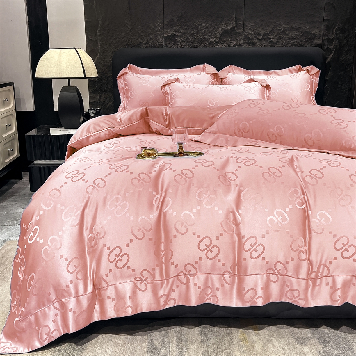 91家纺网 家纺一手货源 找家纺 经年 2026新款水洗真丝提花单被套被套单件 洛克-粉玉