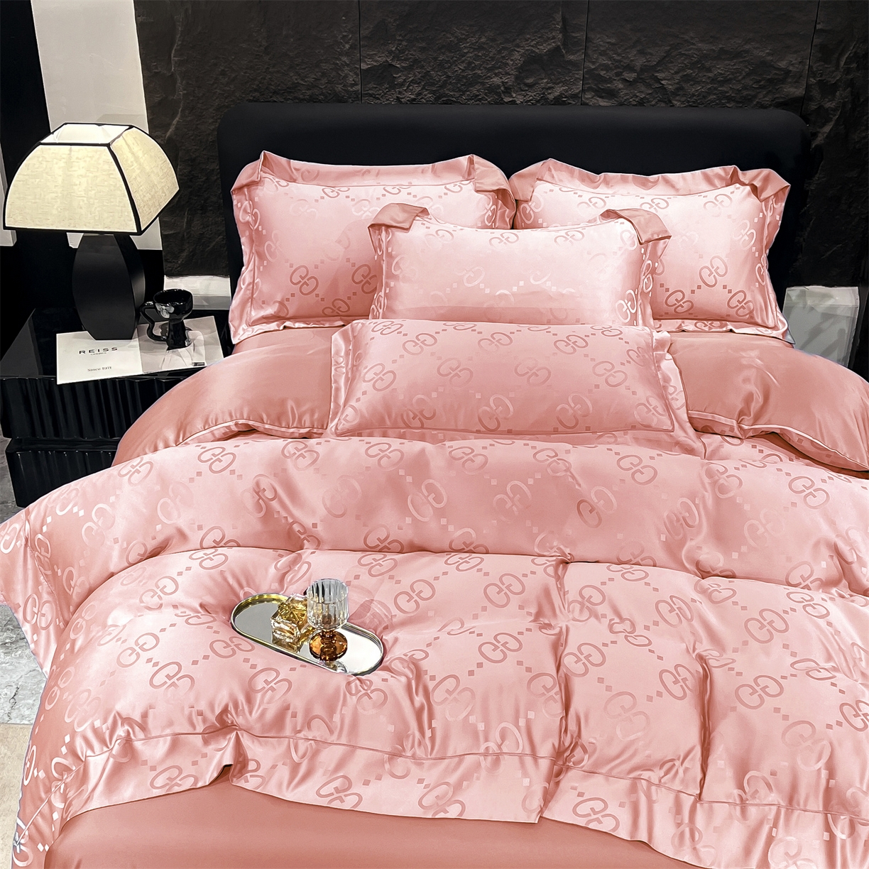 91家纺网 家纺一手货源 找家纺 经年 2026新款水洗真丝提花单被套被套单件 洛克-粉玉