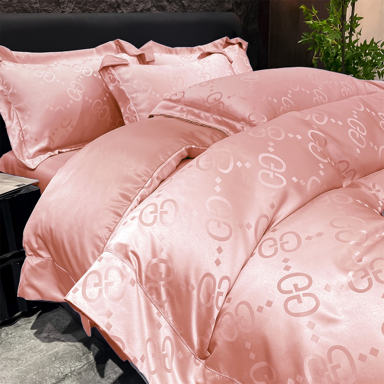 91家纺网 家纺一手货源 找家纺 经年 2026新款水洗真丝提花单被套被套单件 洛克-粉玉