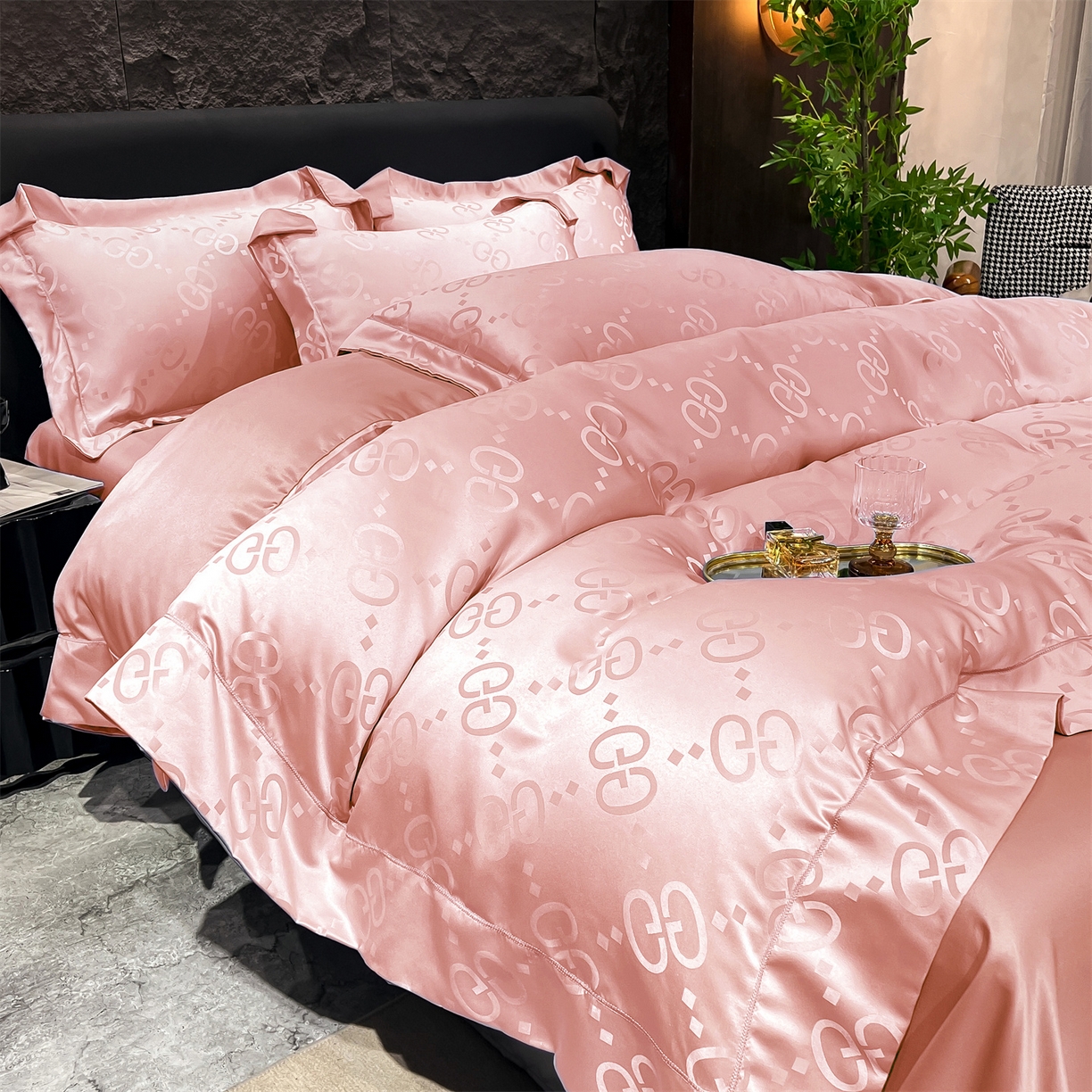 91家纺网 家纺一手货源 找家纺 经年 2026新款水洗真丝提花单被套被套单件 洛克-粉玉