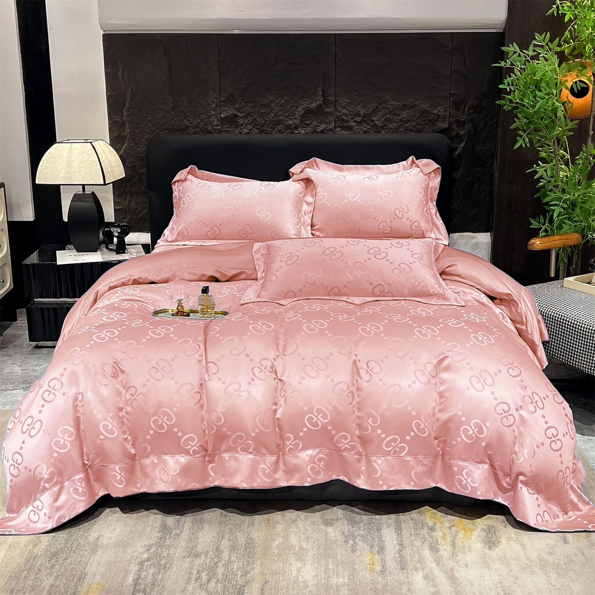 91家纺网 家纺一手货源 找家纺 经年 2026新款水洗真丝提花单被套被套单件 洛克-粉玉