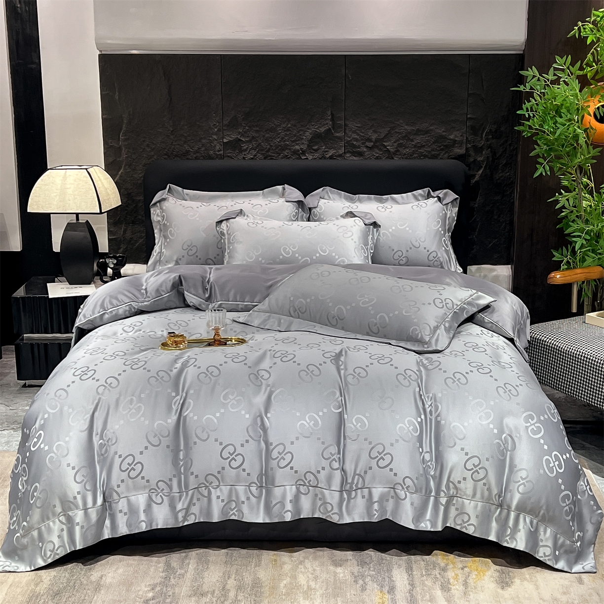 91家纺网 家纺一手货源 找家纺 经年 2026新款水洗真丝提花单被套被套单件 洛克-爵士灰