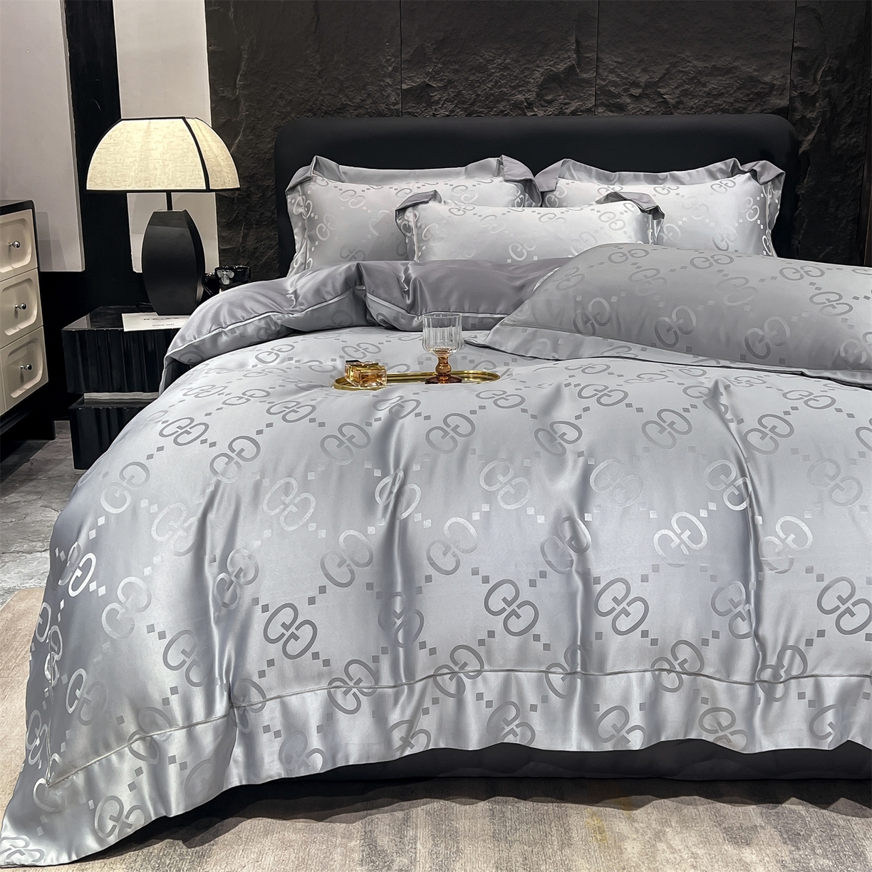 91家纺网 家纺一手货源 找家纺 经年 2026新款水洗真丝提花单被套被套单件 洛克-爵士灰