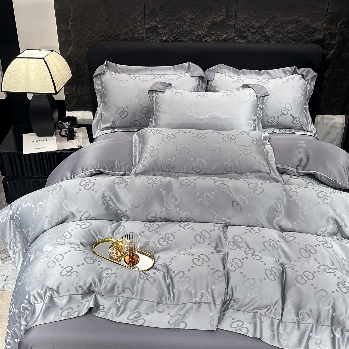 91家纺网 家纺一手货源 找家纺 经年 2026新款水洗真丝提花单被套被套单件 洛克-爵士灰