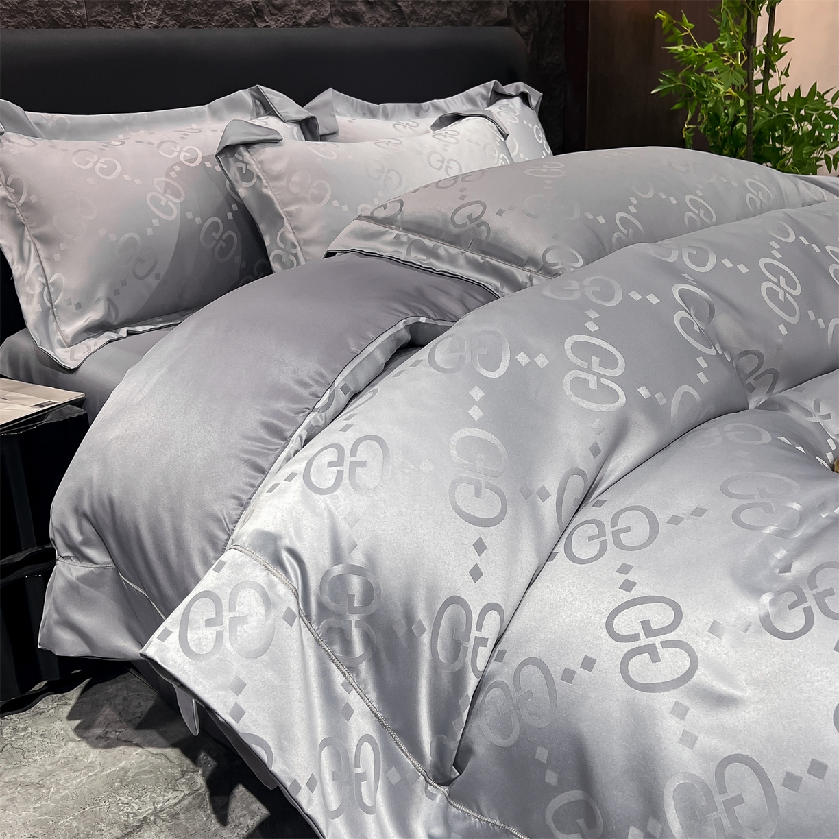 91家纺网 家纺一手货源 找家纺 经年 2026新款水洗真丝提花单被套被套单件 洛克-爵士灰