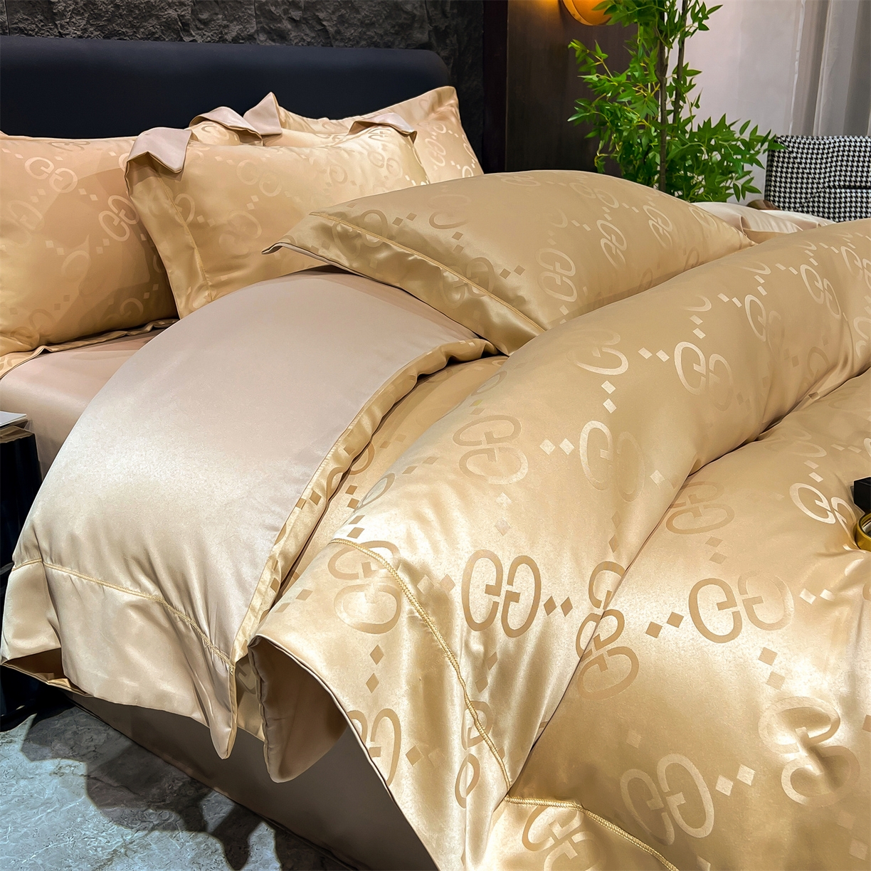 经年 2026新款水洗真丝提花单被套被套单件 洛克-香槟