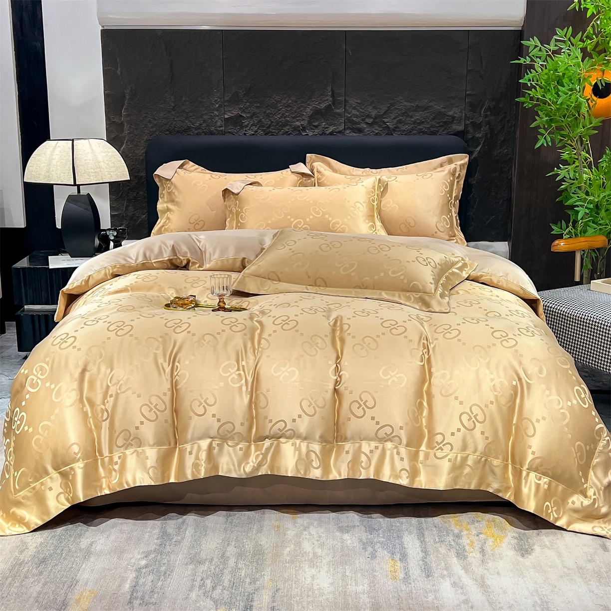 91家纺网 家纺一手货源 找家纺 经年 2026新款水洗真丝提花单被套被套单件 洛克-香槟