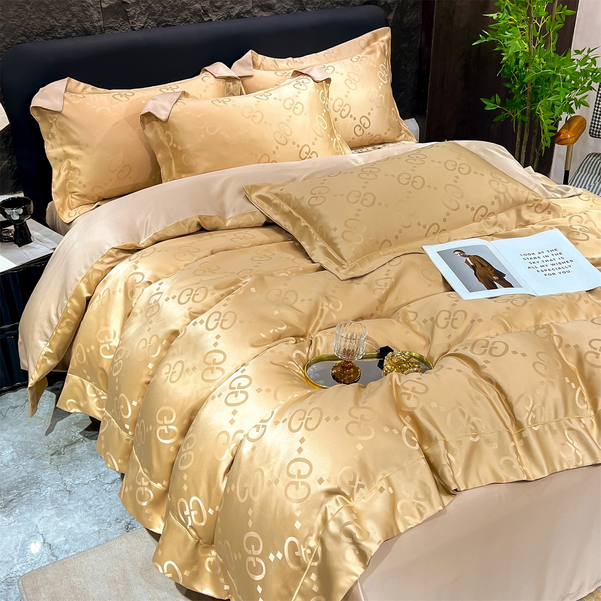 91家纺网 家纺一手货源 找家纺 经年 2026新款水洗真丝提花单被套被套单件 洛克-香槟