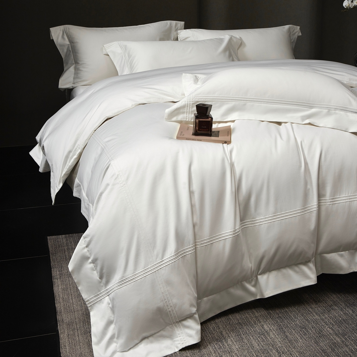 91家纺网 家纺一手货源 找家纺 （总）时亿家居 2026新款轻奢酒店风纯棉长绒棉四件套-曼哈顿