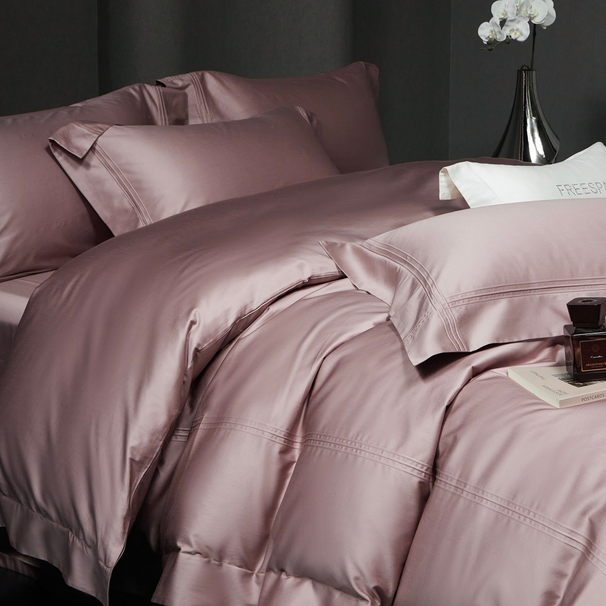 时亿家居 2026新款轻奢酒店风纯棉长绒棉四件套-曼哈顿 曼哈顿-紫