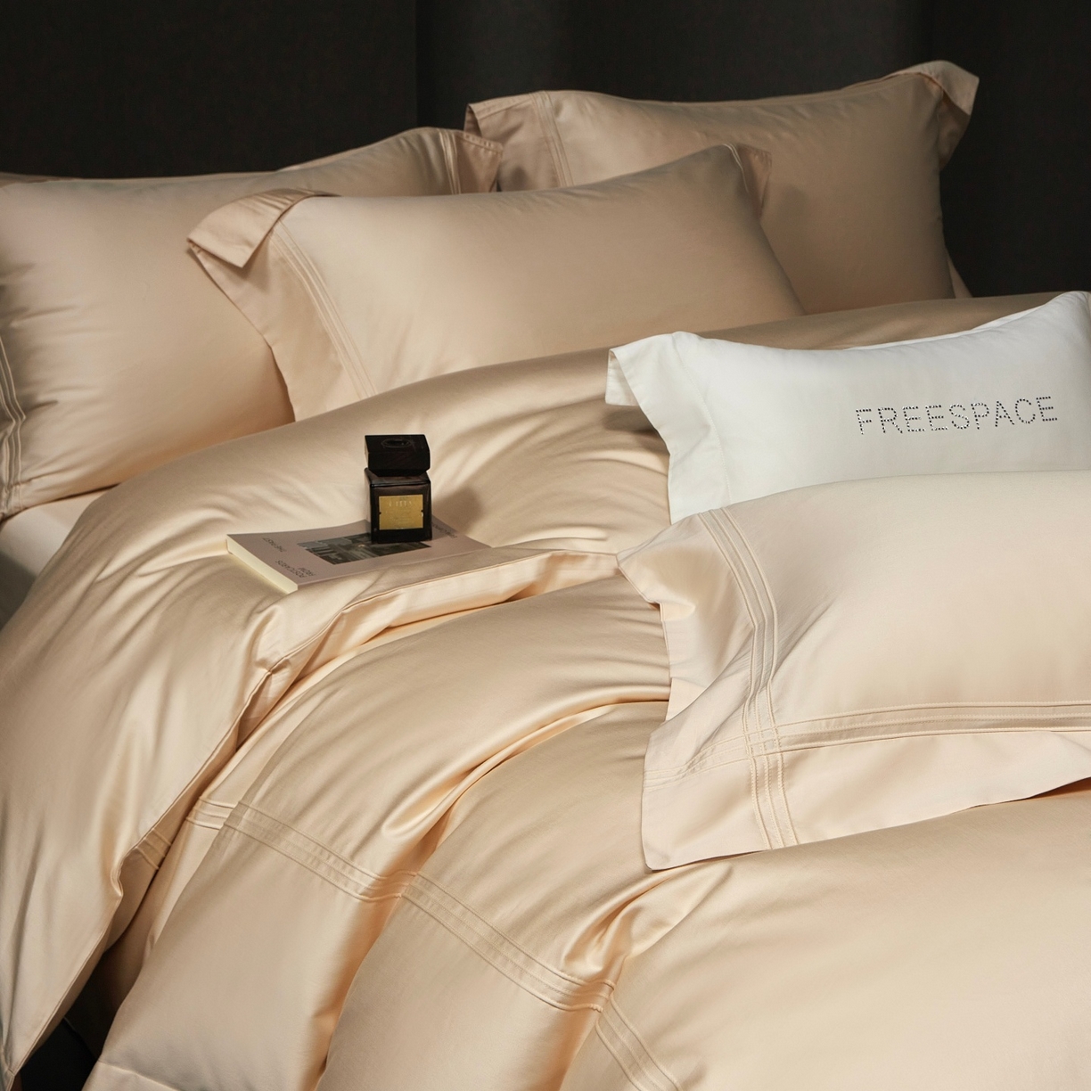 时亿家居 2026新款轻奢酒店风纯棉长绒棉四件套-曼哈顿 曼哈顿-浅香槟