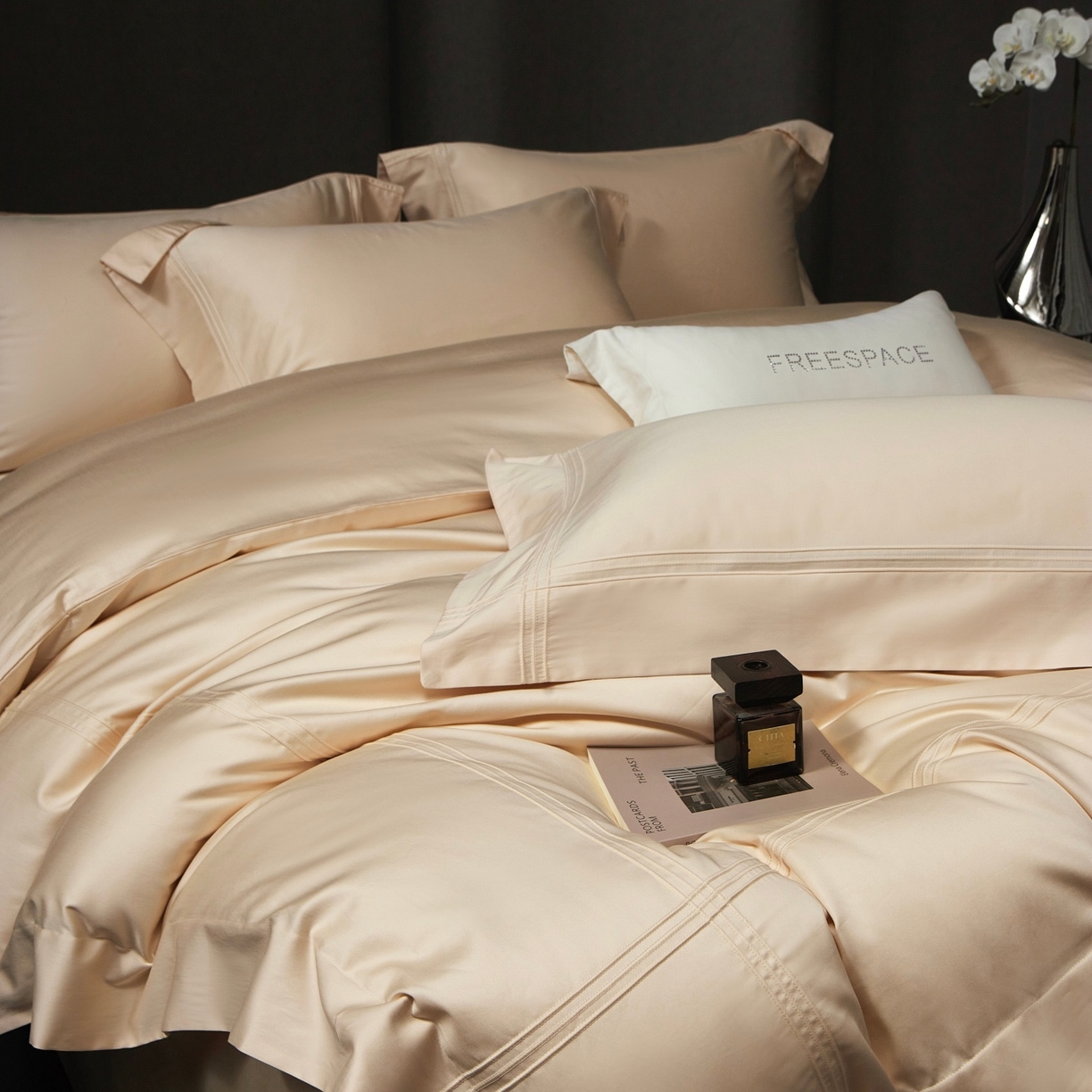 91家纺网 家纺一手货源 找家纺 时亿家居 2026新款轻奢酒店风纯棉长绒棉四件套-曼哈顿 曼哈顿-浅香槟