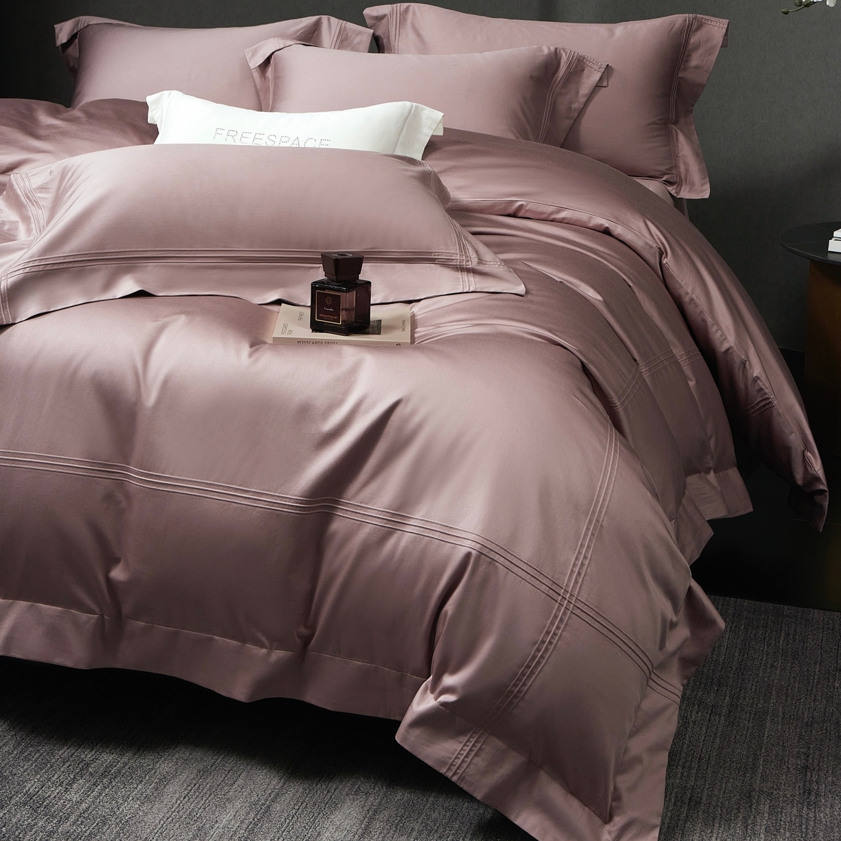 91家纺网 家纺一手货源 找家纺 时亿家居 2026新款轻奢酒店风纯棉长绒棉四件套-曼哈顿 曼哈顿-紫