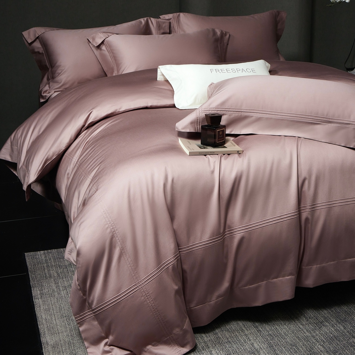 91家纺网 家纺一手货源 找家纺 时亿家居 2026新款轻奢酒店风纯棉长绒棉四件套-曼哈顿 曼哈顿-紫