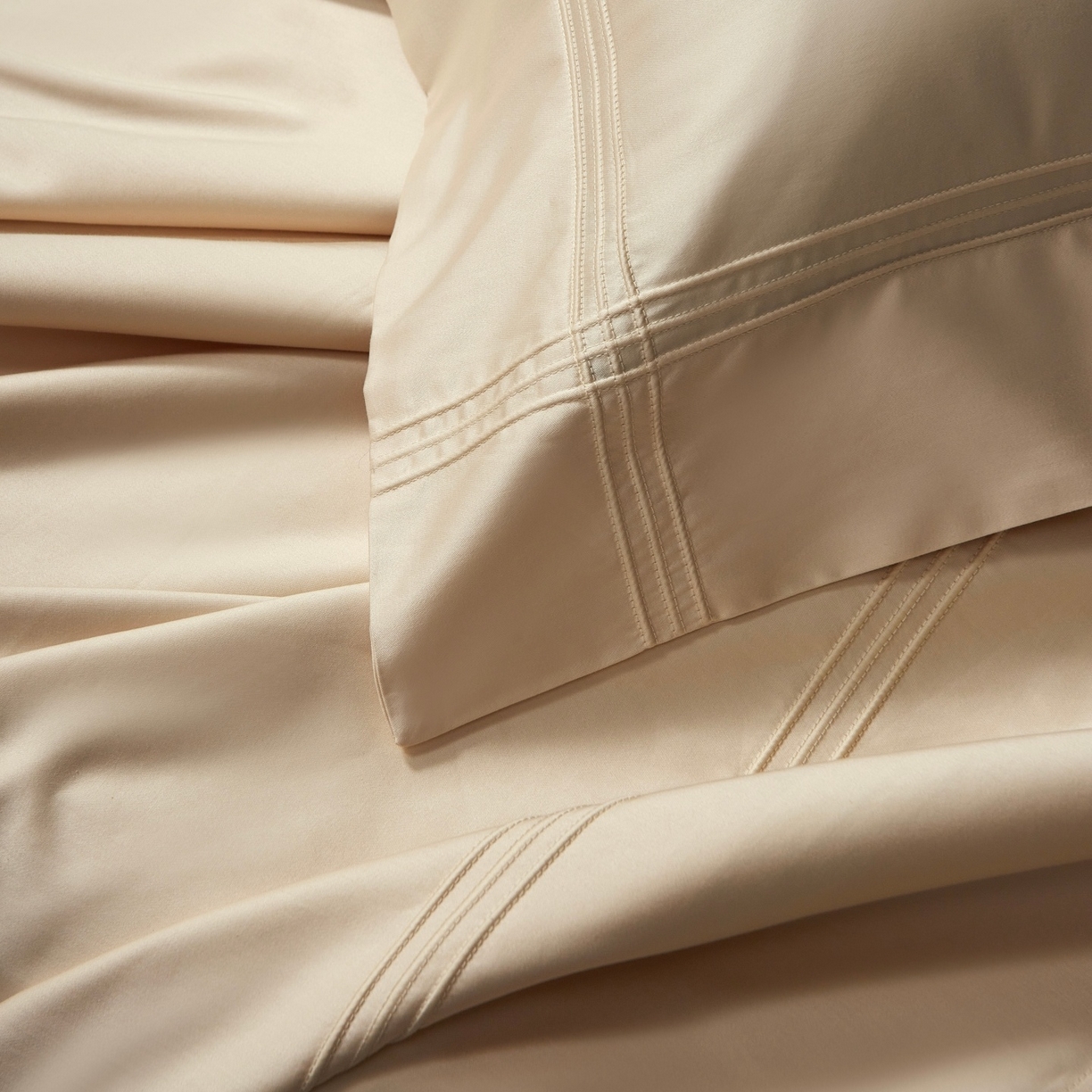 91家纺网 家纺一手货源 找家纺 时亿家居 2026新款轻奢酒店风纯棉长绒棉四件套-曼哈顿 曼哈顿-浅香槟