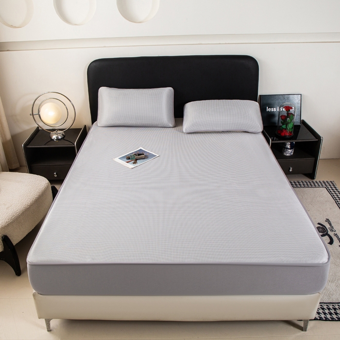 91家纺网 家纺一手货源 找家纺 （总）春寻家纺 2026春夏新款千鸟格碳光冰丝席复合三明治款凉席席子