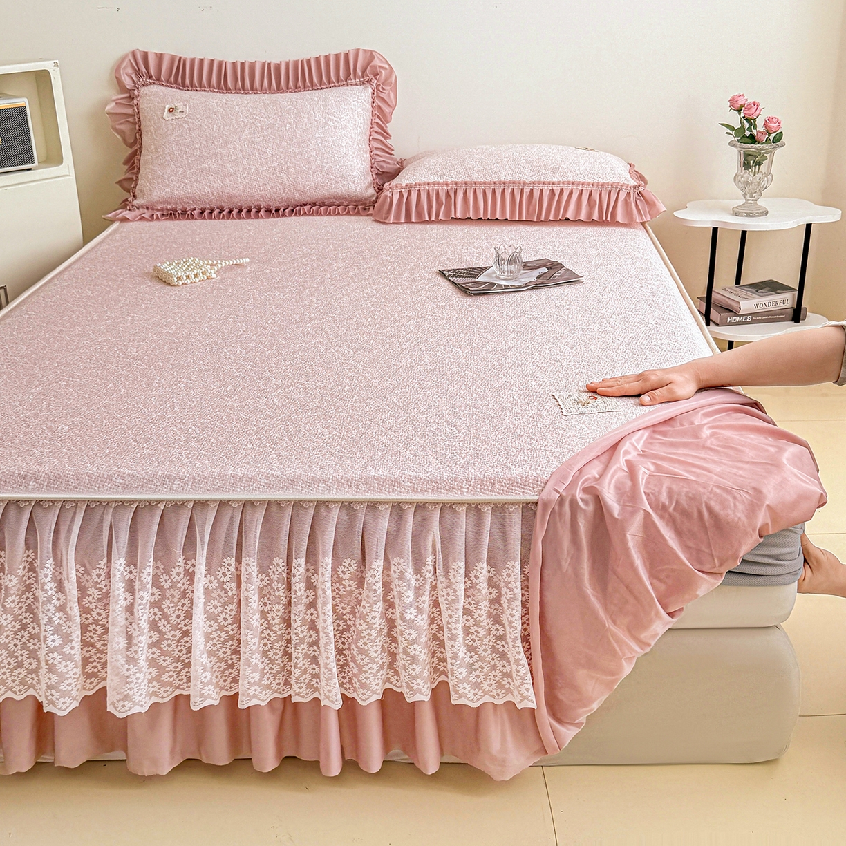 91家纺网 家纺一手货源 找家纺 （总）情恒家纺 2025新款细麻印花加厚双面全包床头罩