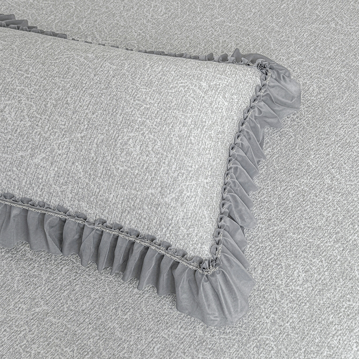 91家纺网 家纺一手货源 找家纺 情恒家纺 2026春夏新款PE提花肌理纹床笠式床裙席凉席席子-安娜 安娜-深远灰