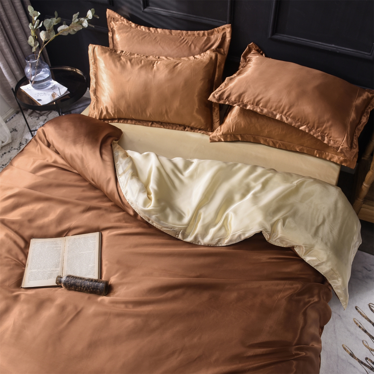 91家纺网 家纺一手货源 找家纺 经年 2026新款特价款丝绸冰丝四件套 咖啡驼色