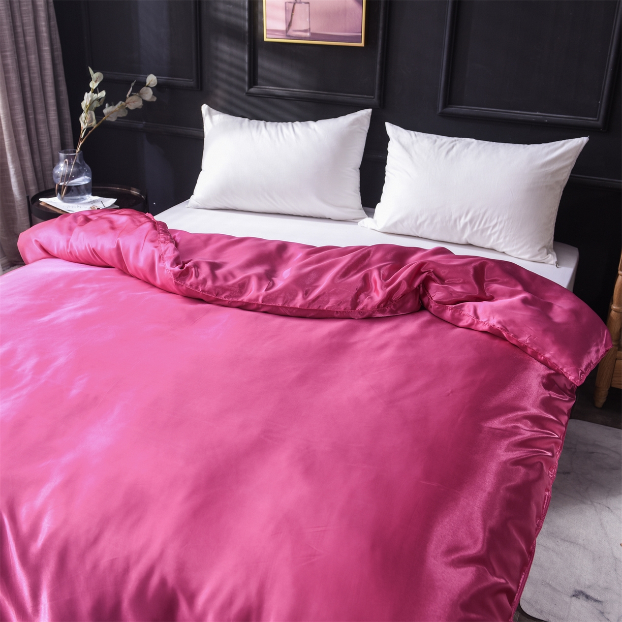 91家纺网 家纺一手货源 找家纺 经年 2026新款特价款丝绸冰丝四件套 玫红