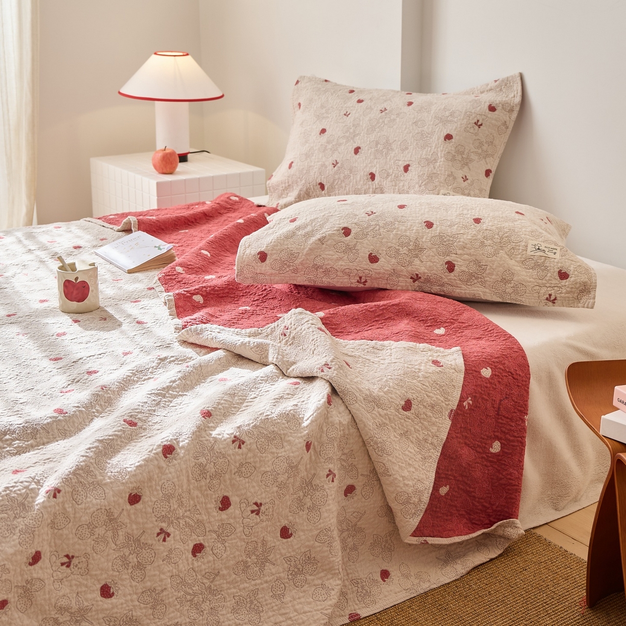 91家纺网 家纺一手货源 找家纺 沐瑟家纺 2026新款安心棉枕巾 草莓棕色