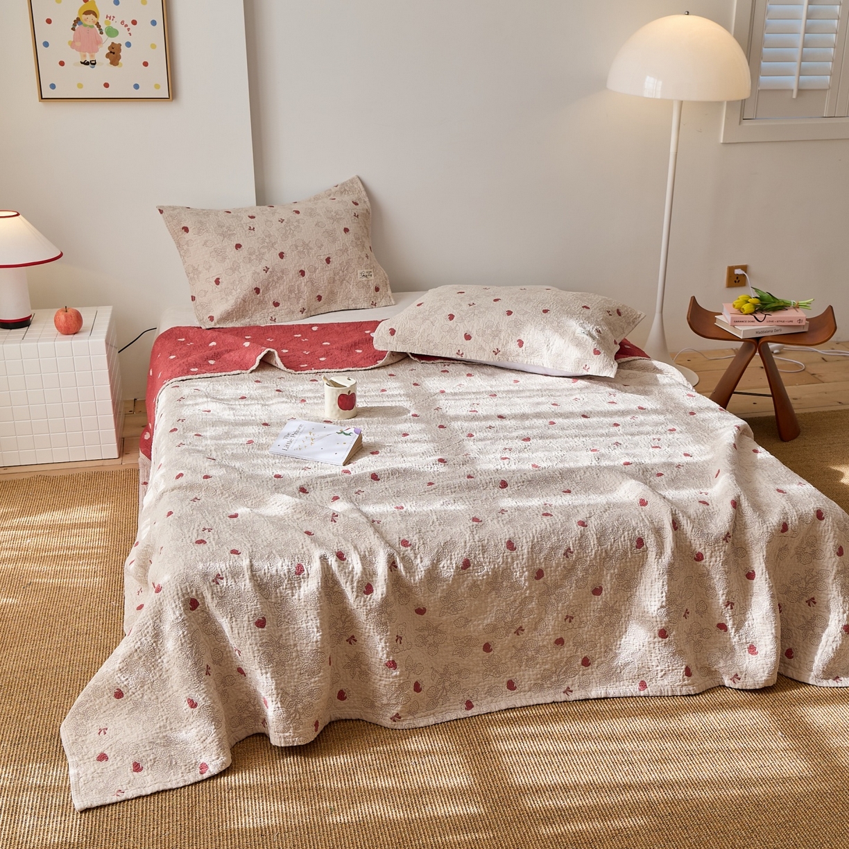 91家纺网 家纺一手货源 找家纺 沐瑟家纺 2026新款安心棉枕巾 草莓棕色