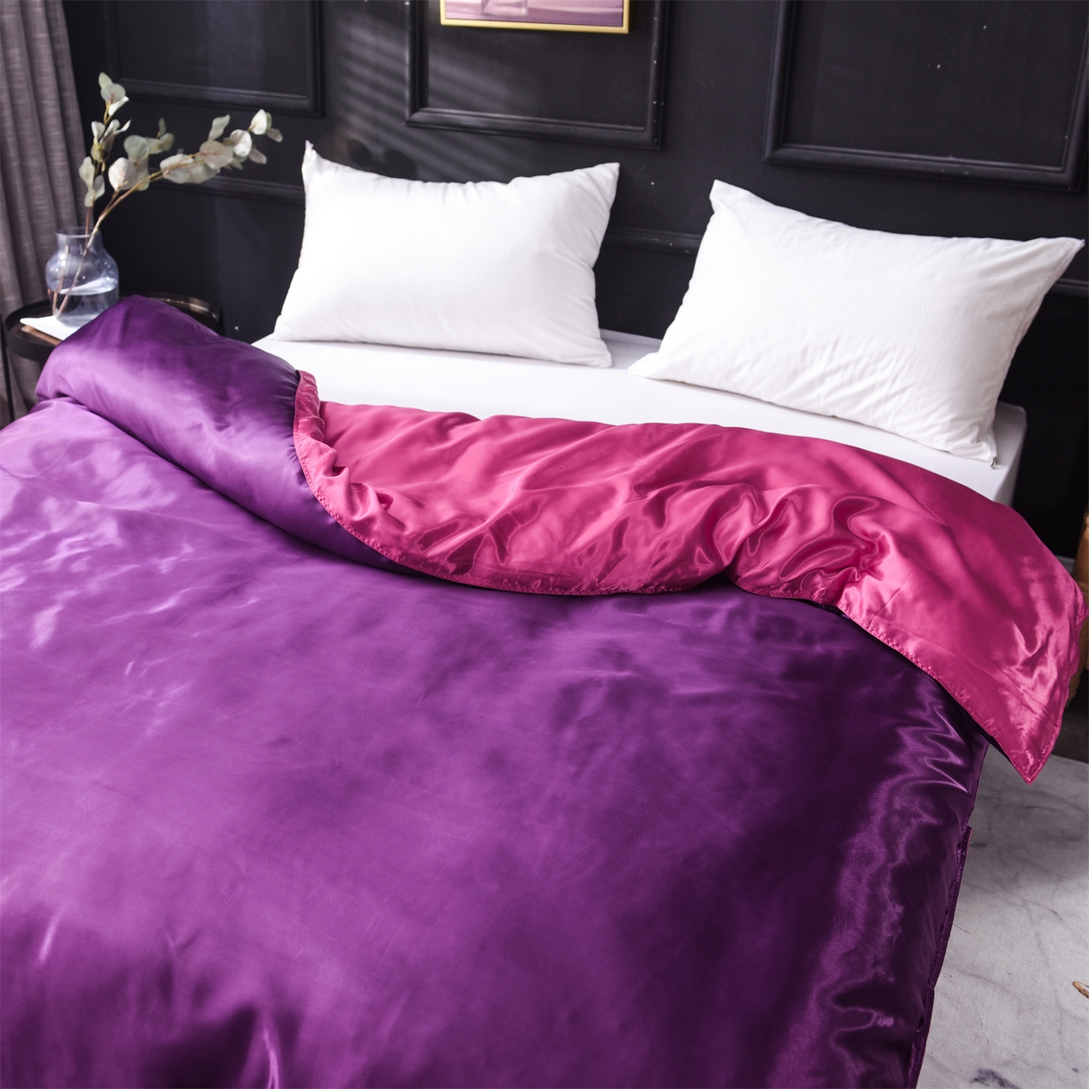 91家纺网 家纺一手货源 找家纺 经年 2026新款特价款丝绸冰丝四件套 深紫玫红