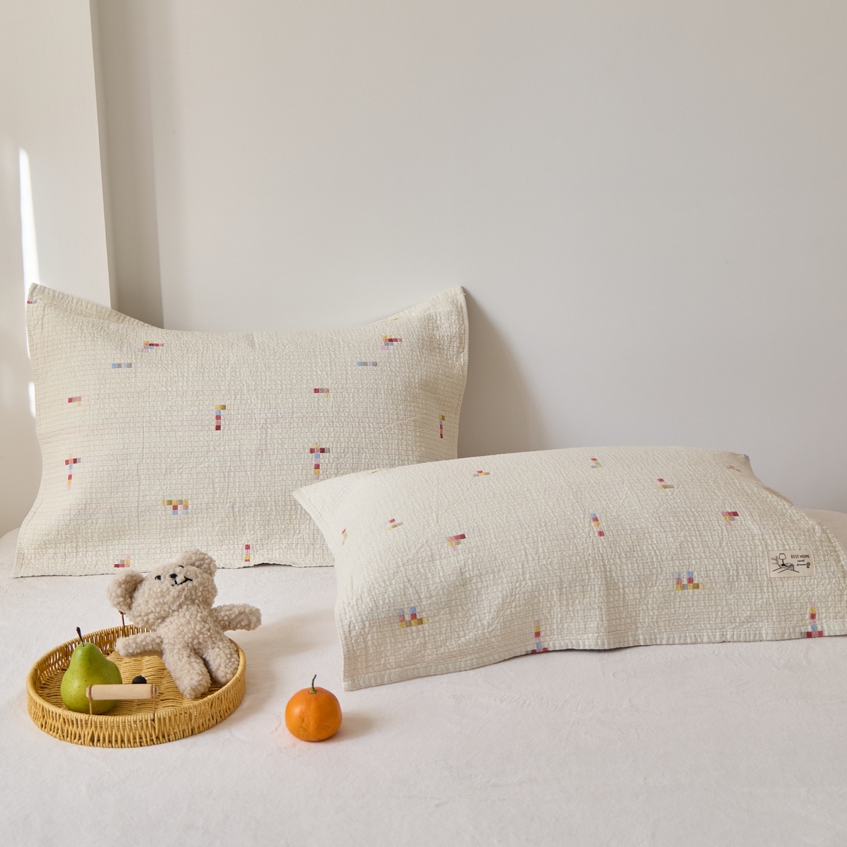 91家纺网 家纺一手货源 找家纺 沐瑟家纺 2026新款安心棉枕巾 俄罗斯方块