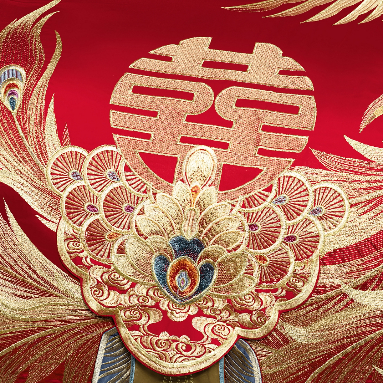 91家纺网 家纺一手货源 找家纺 柏拉图 2026新款100s长绒棉纯棉贡缎提花重工艺刺绣婚庆四件套多件套 龙凤盛典