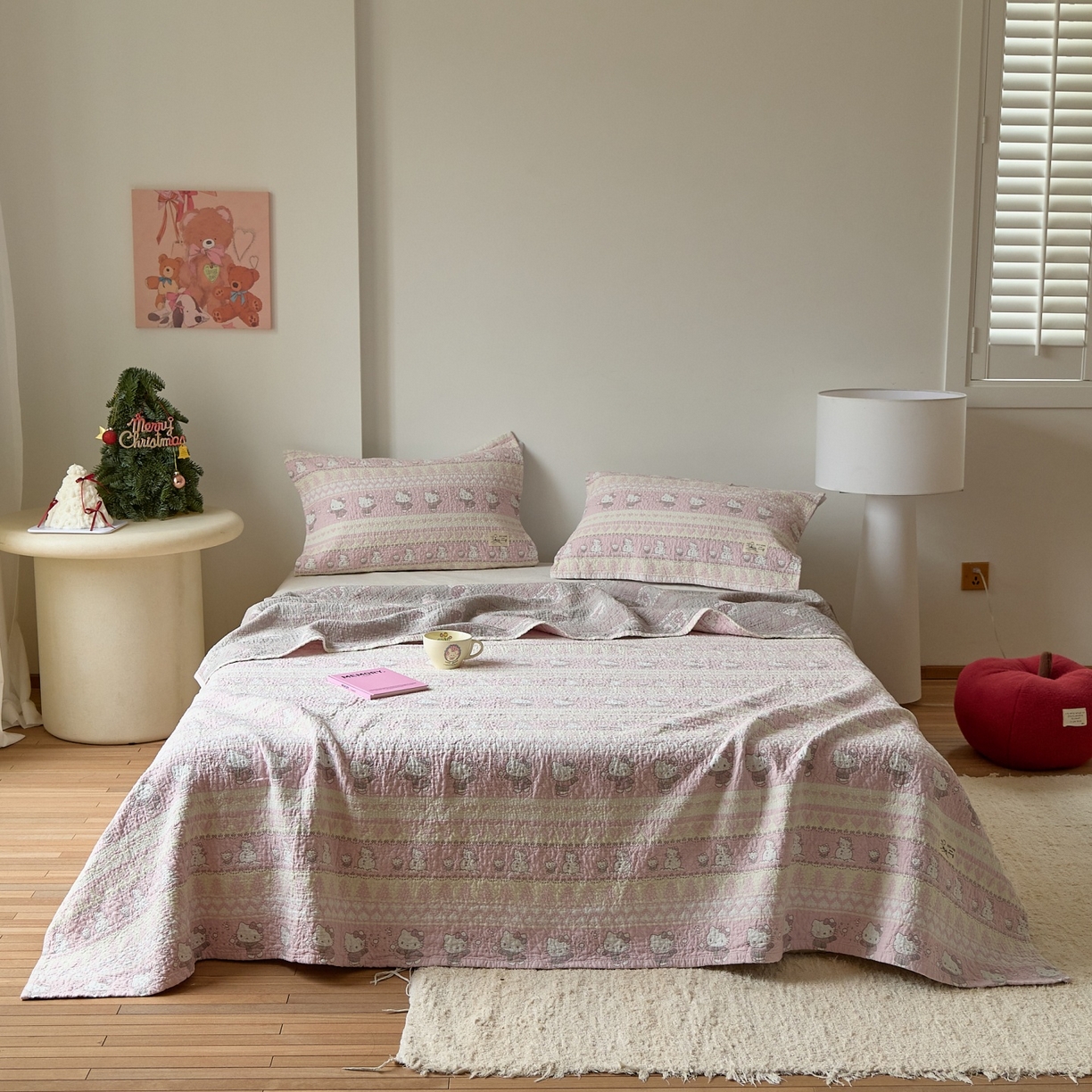 91家纺网 家纺一手货源 找家纺 沐瑟家纺 2026新款安心棉枕巾 横条小粉猫