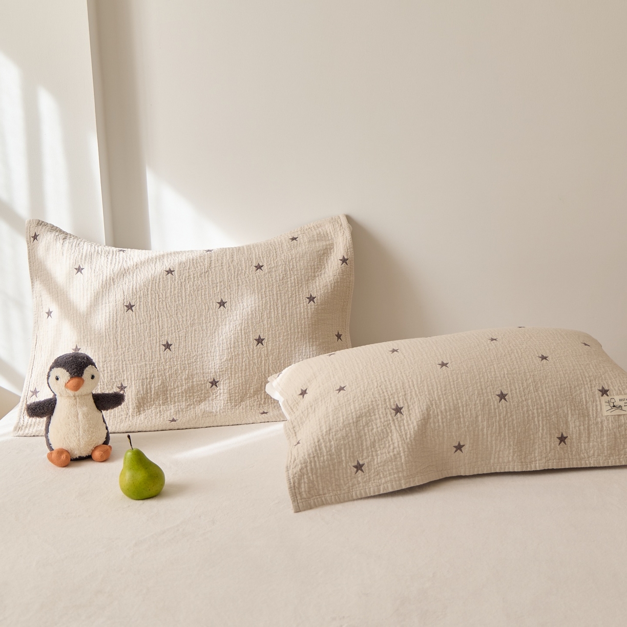 91家纺网 家纺一手货源 找家纺 沐瑟家纺 2026新款安心棉枕巾 灰色五角星