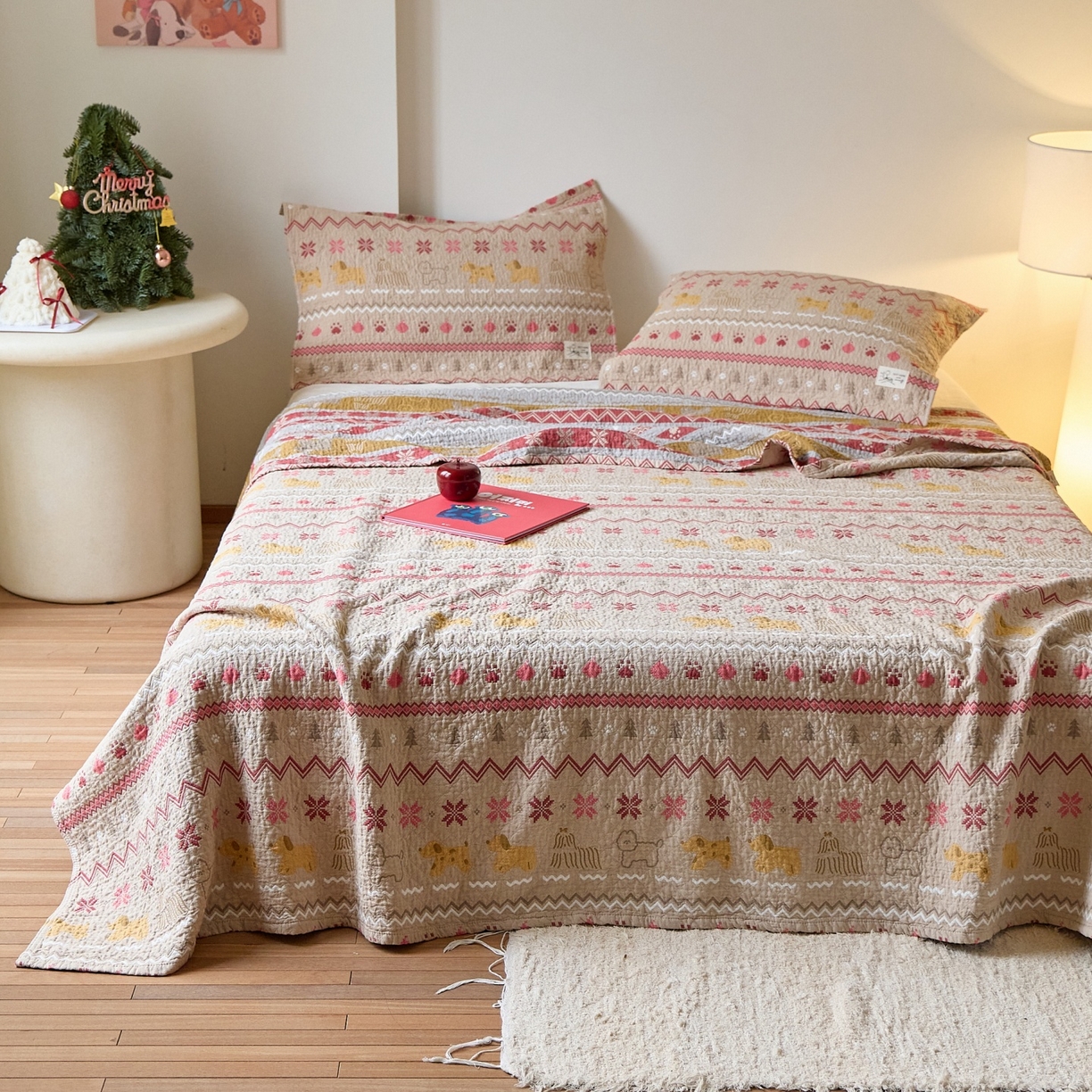 91家纺网 家纺一手货源 找家纺 沐瑟家纺 2026新款安心棉枕巾 小脚丫小狗