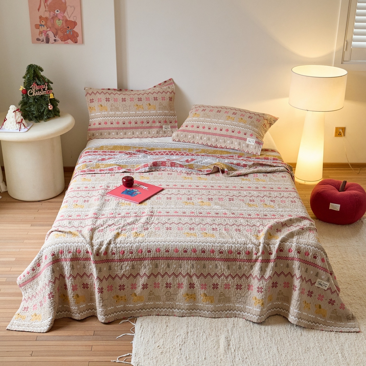 91家纺网 家纺一手货源 找家纺 沐瑟家纺 2026新款安心棉枕巾 小脚丫小狗