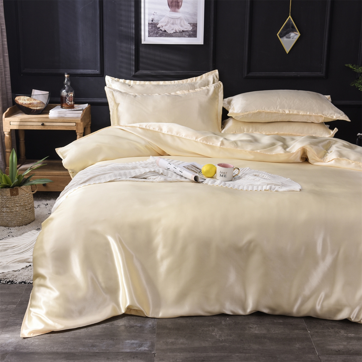 91家纺网 家纺一手货源 找家纺 经年 2026新款特价款丝绸冰丝四件套 驼色