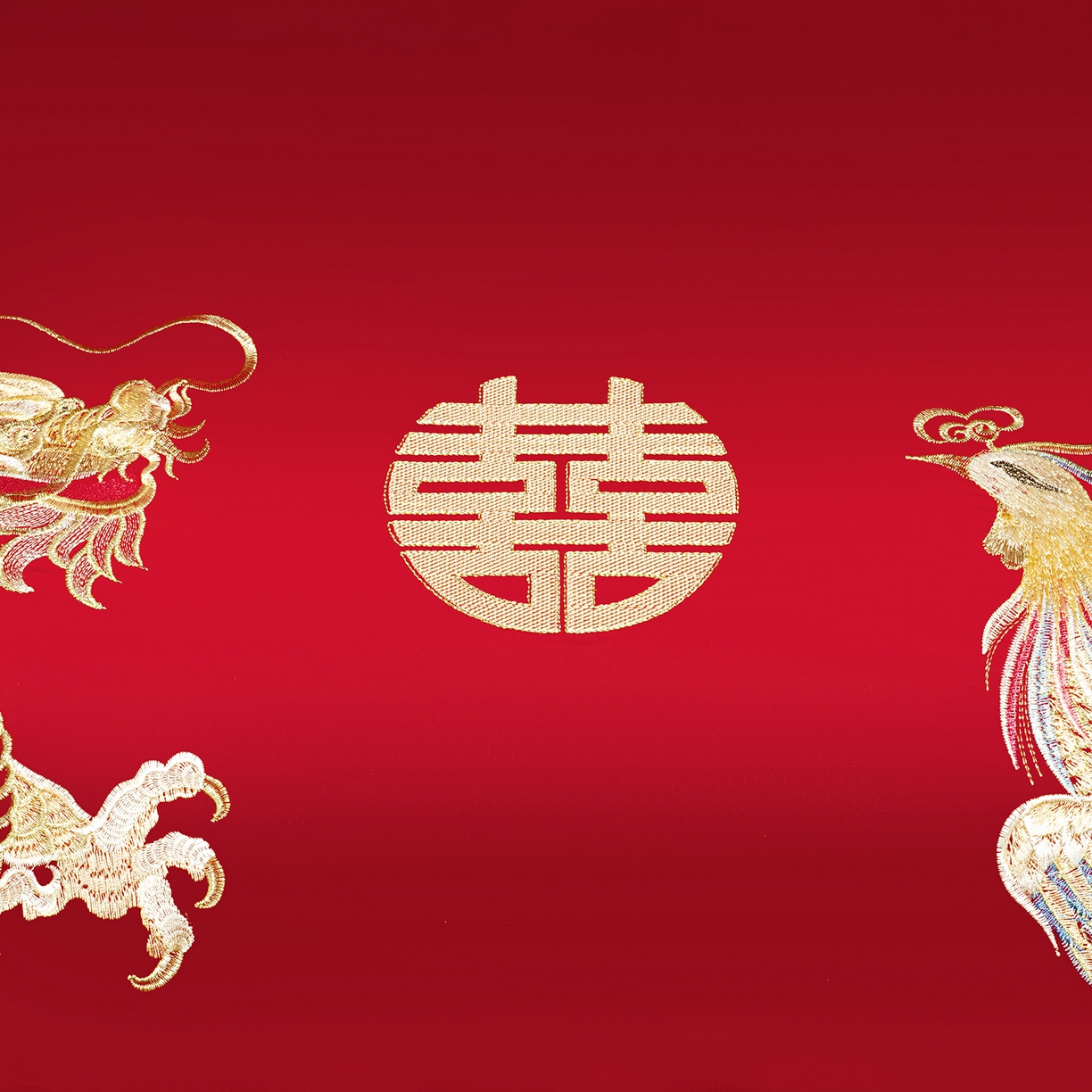 91家纺网 家纺一手货源 找家纺 柏拉图 2026新款长绒棉纯棉贡缎全工艺刺绣婚庆四件套多件套 盘龙飞凤