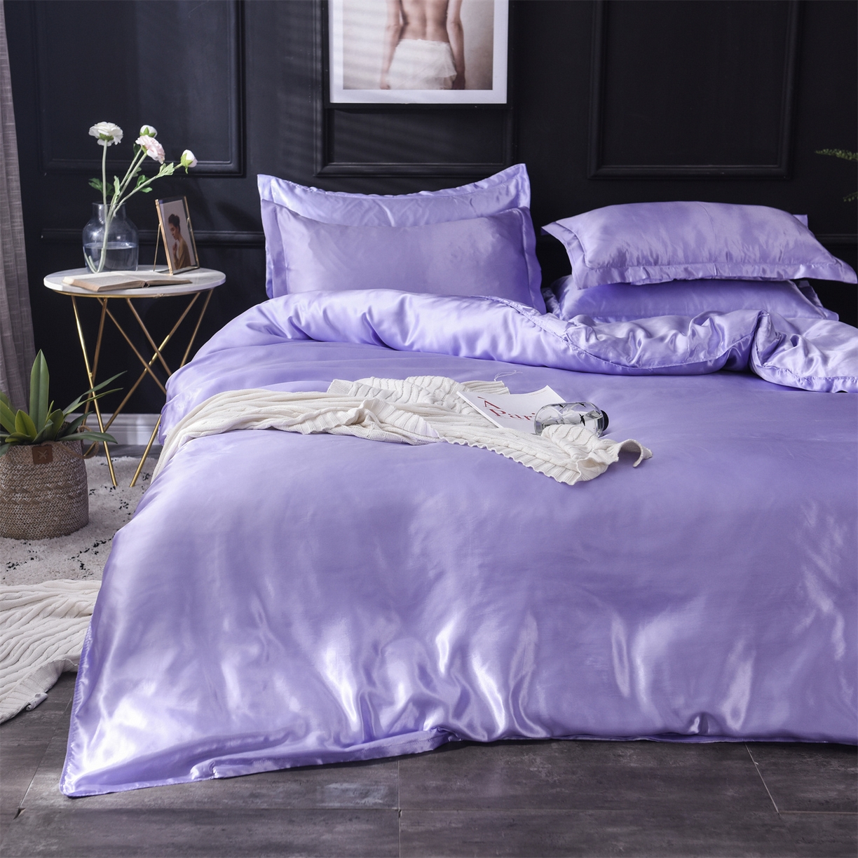 91家纺网 家纺一手货源 找家纺 经年 2026新款特价款丝绸冰丝四件套 雪青