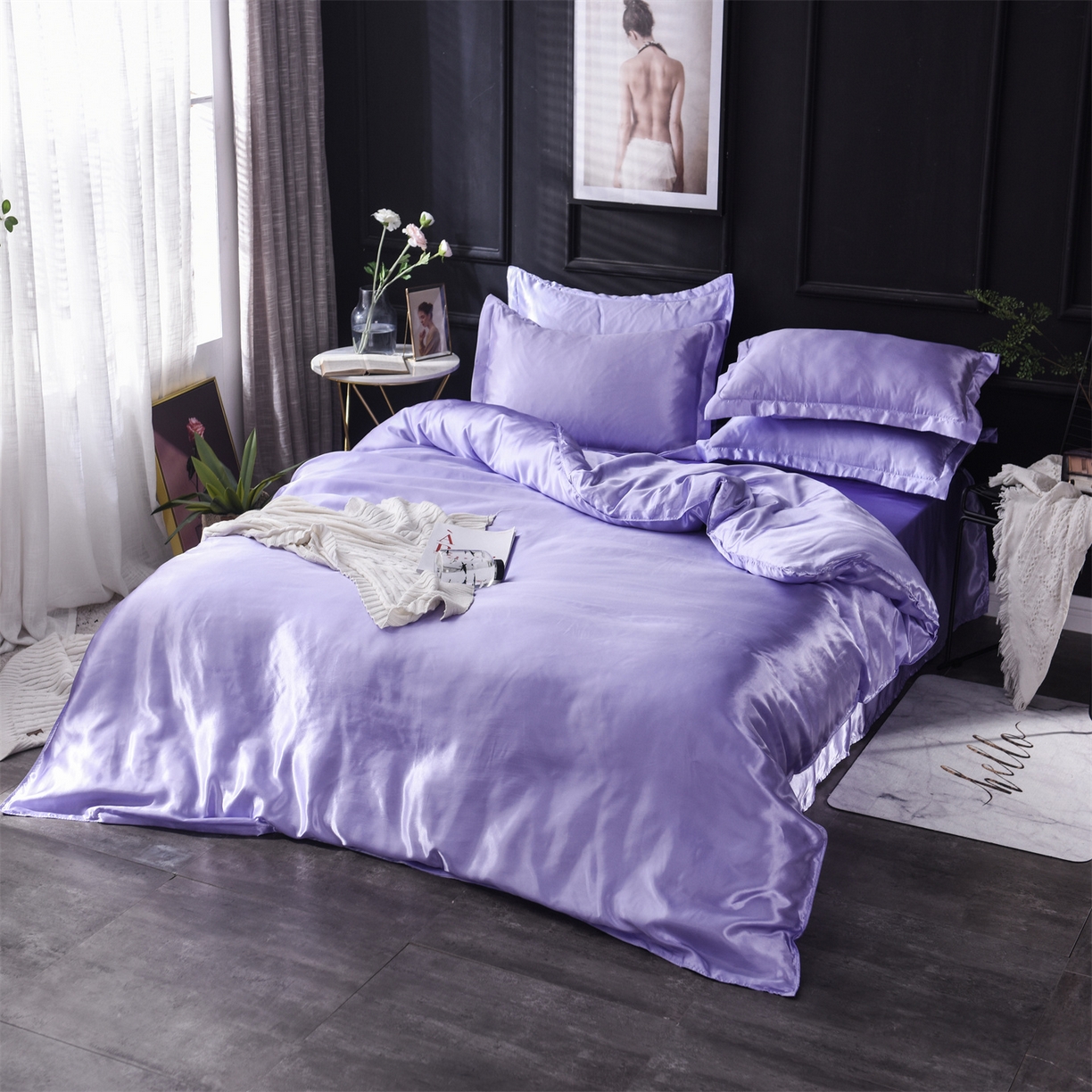 91家纺网 家纺一手货源 找家纺 经年 2026新款特价款丝绸冰丝四件套 雪青