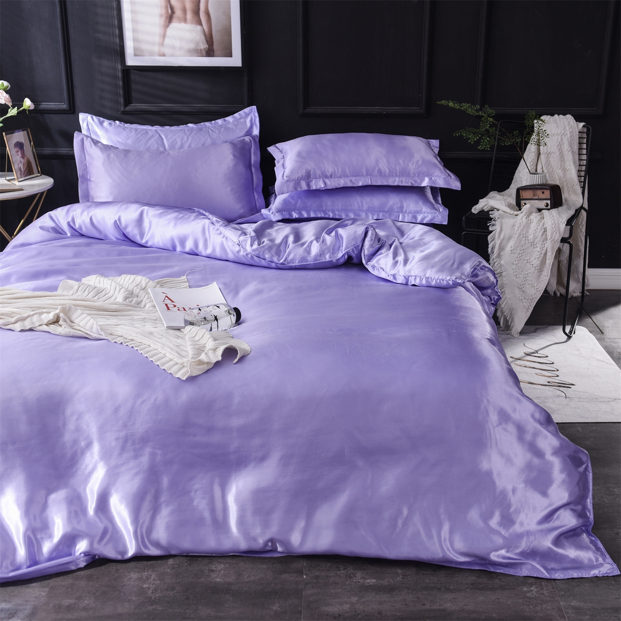 91家纺网 家纺一手货源 找家纺 经年 2026新款特价款丝绸冰丝四件套 雪青