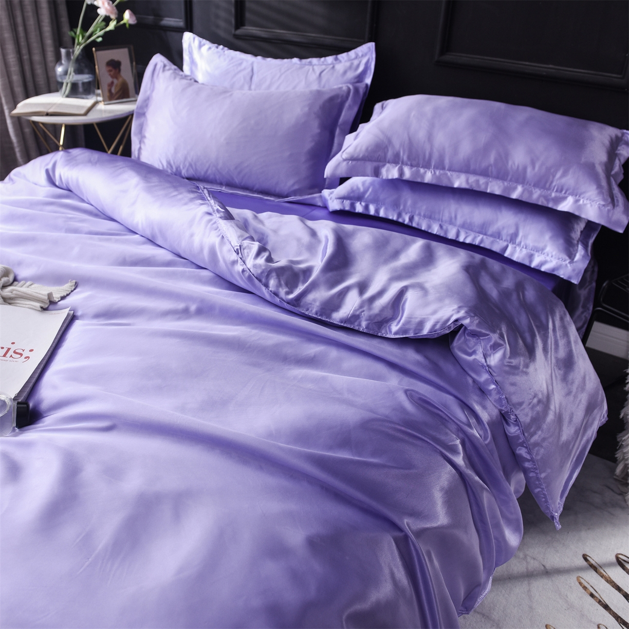 91家纺网 家纺一手货源 找家纺 经年 2026新款特价款丝绸冰丝四件套 雪青