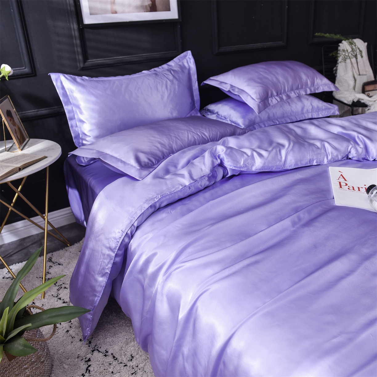 91家纺网 家纺一手货源 找家纺 经年 2026新款特价款丝绸冰丝四件套 雪青