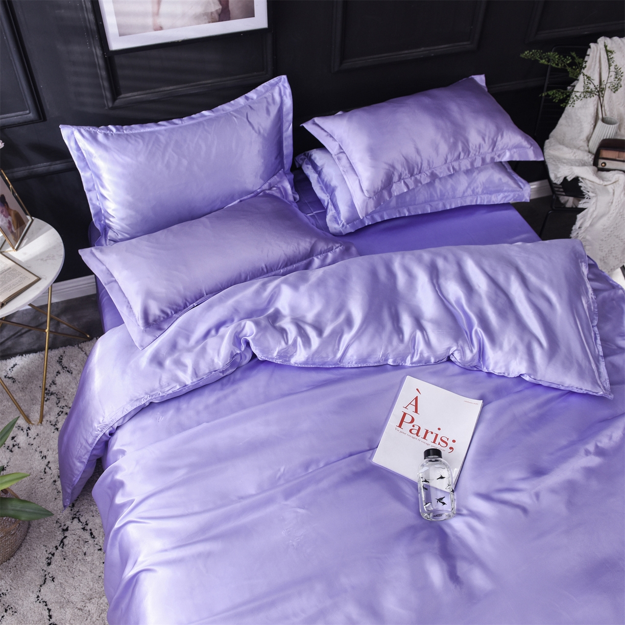 91家纺网 家纺一手货源 找家纺 经年 2026新款特价款丝绸冰丝四件套 雪青