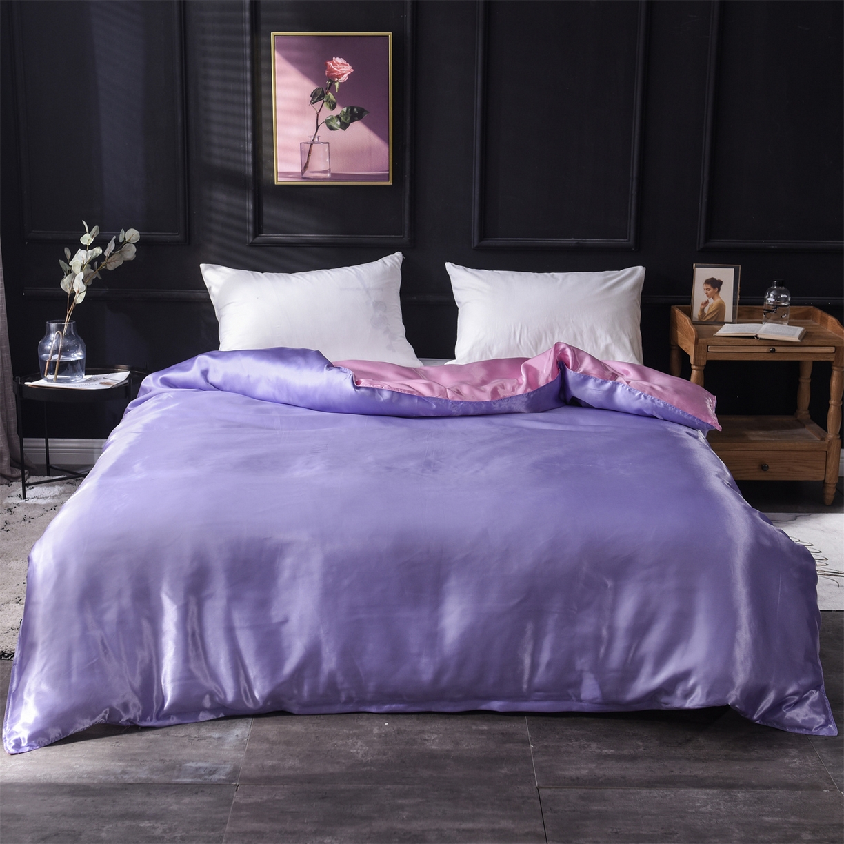 91家纺网 家纺一手货源 找家纺 经年 2026新款特价款丝绸冰丝四件套 雪青粉色