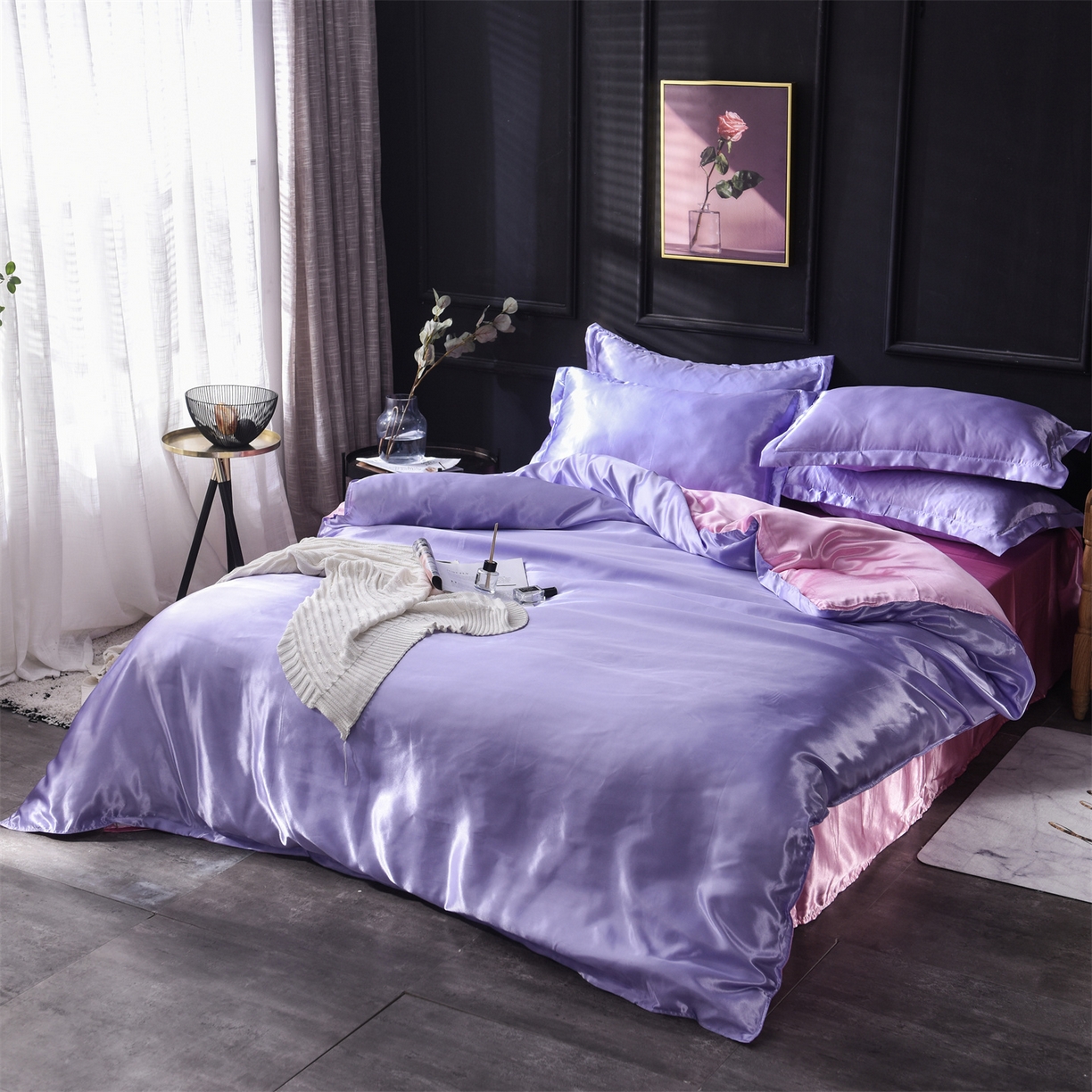 91家纺网 家纺一手货源 找家纺 经年 2026新款特价款丝绸冰丝四件套 雪青粉色