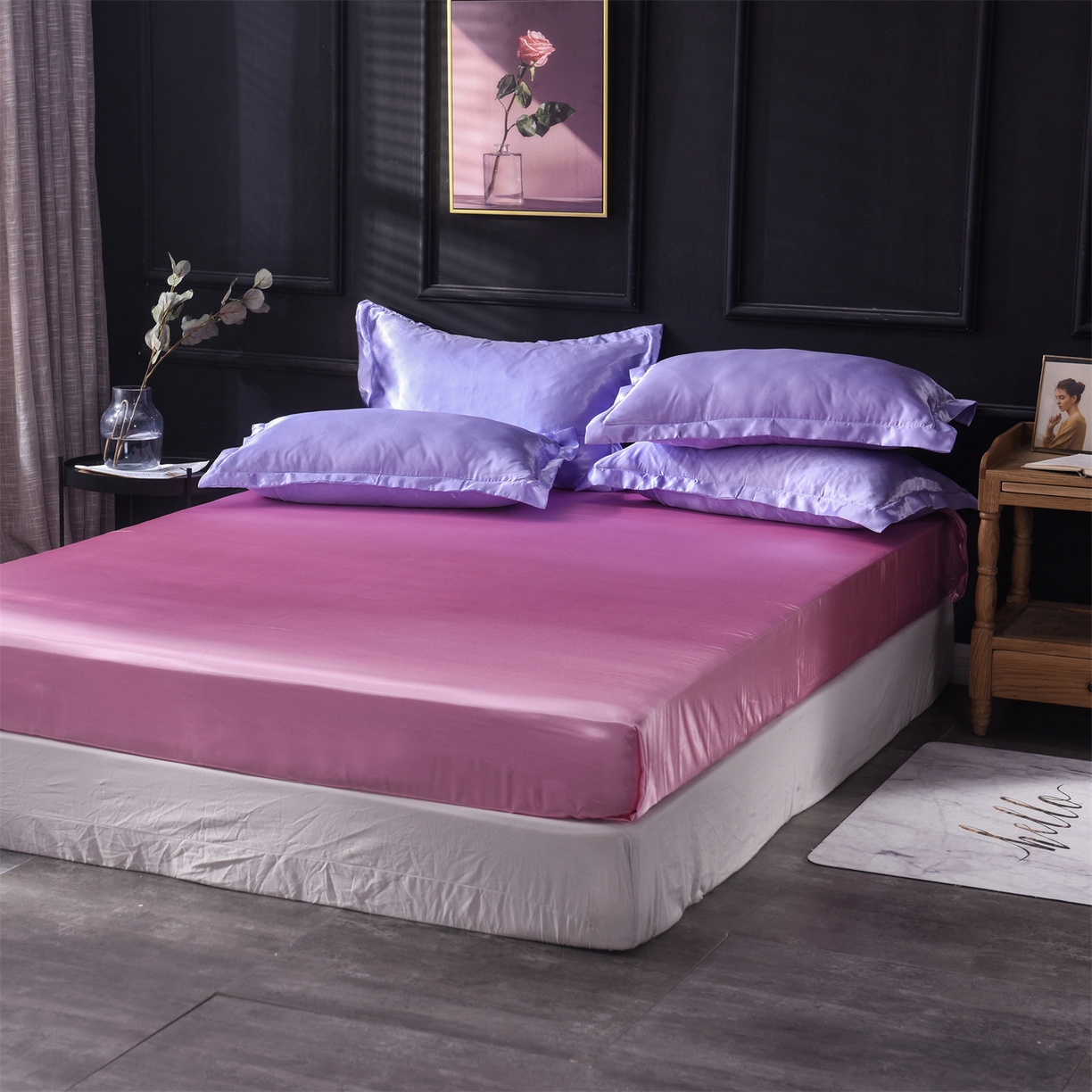 91家纺网 家纺一手货源 找家纺 经年 2026新款特价款丝绸冰丝四件套 雪青粉色