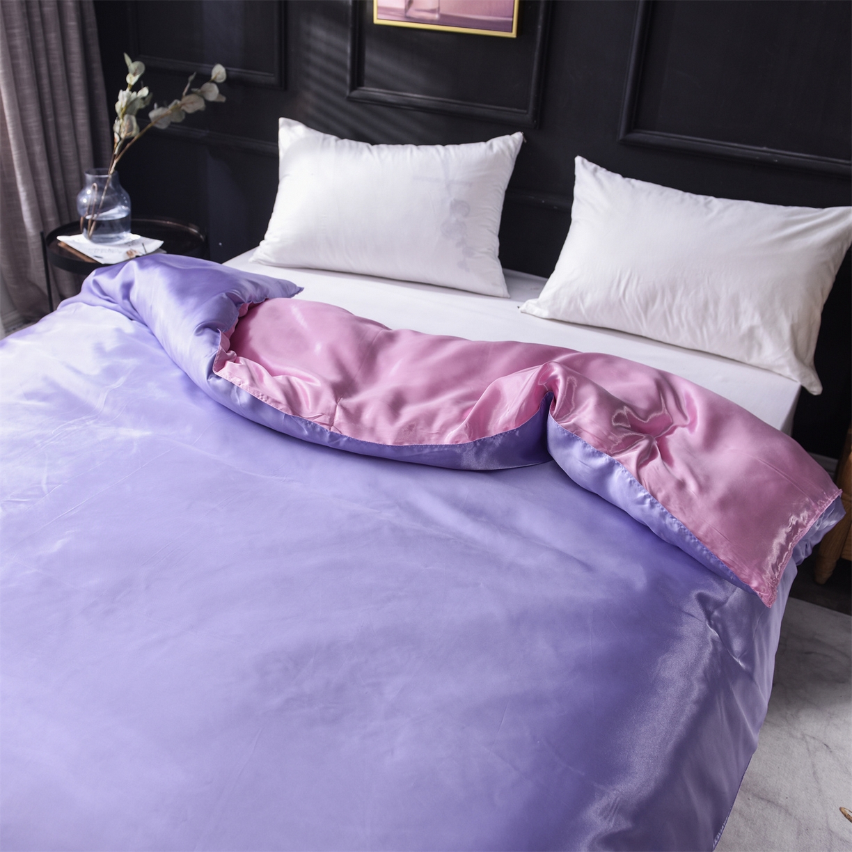 91家纺网 家纺一手货源 找家纺 经年 2026新款特价款丝绸冰丝四件套 雪青粉色